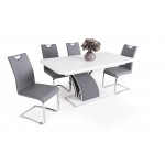 Fehér - matt sötétszürke asztal + szürke székek