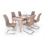 Sonoma tölgy asztal + sötét beige szék